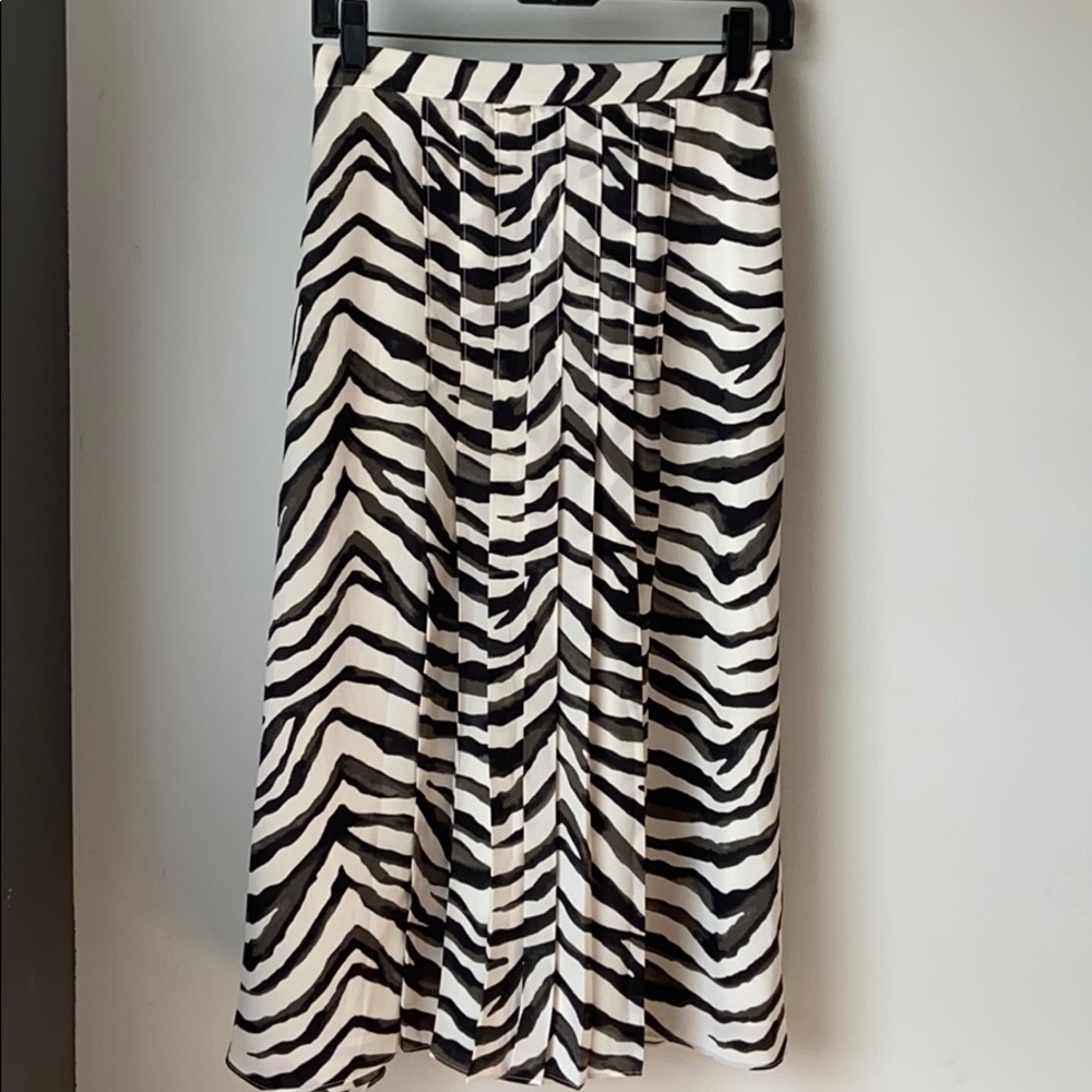 Banana Republic Black White Zebra Print Midi Skirt